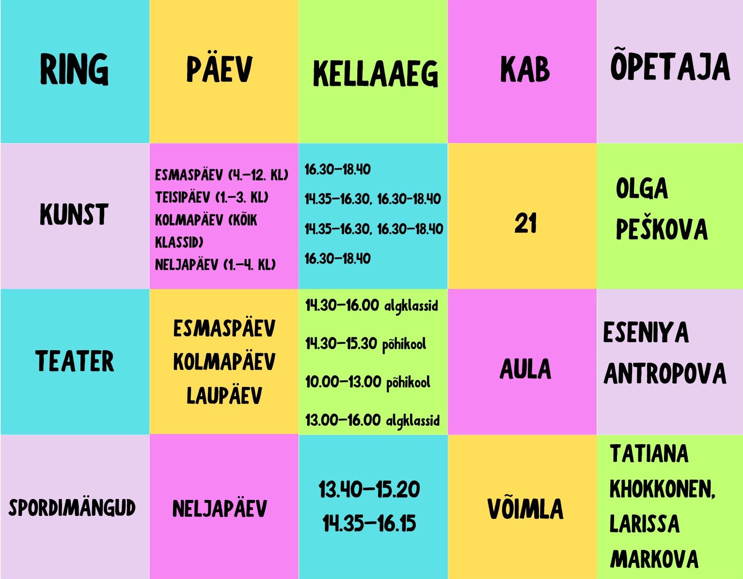 Huviringid 2023-2024 õppeaastal 2